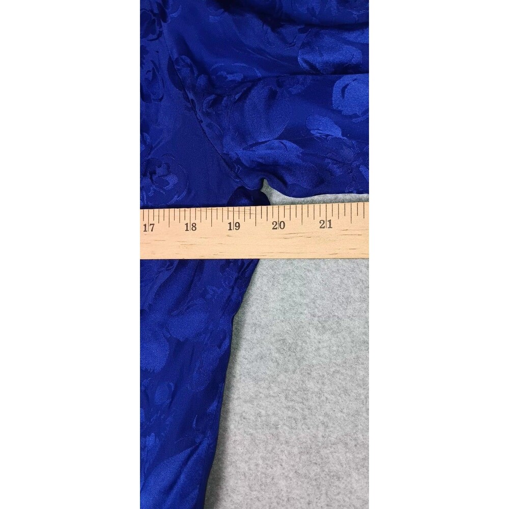 VTG Argenti 100% Silk Dress Blue Jacquard Pleated Long Sleeve Midi Dress 8 Retro - Picture 8 of 12